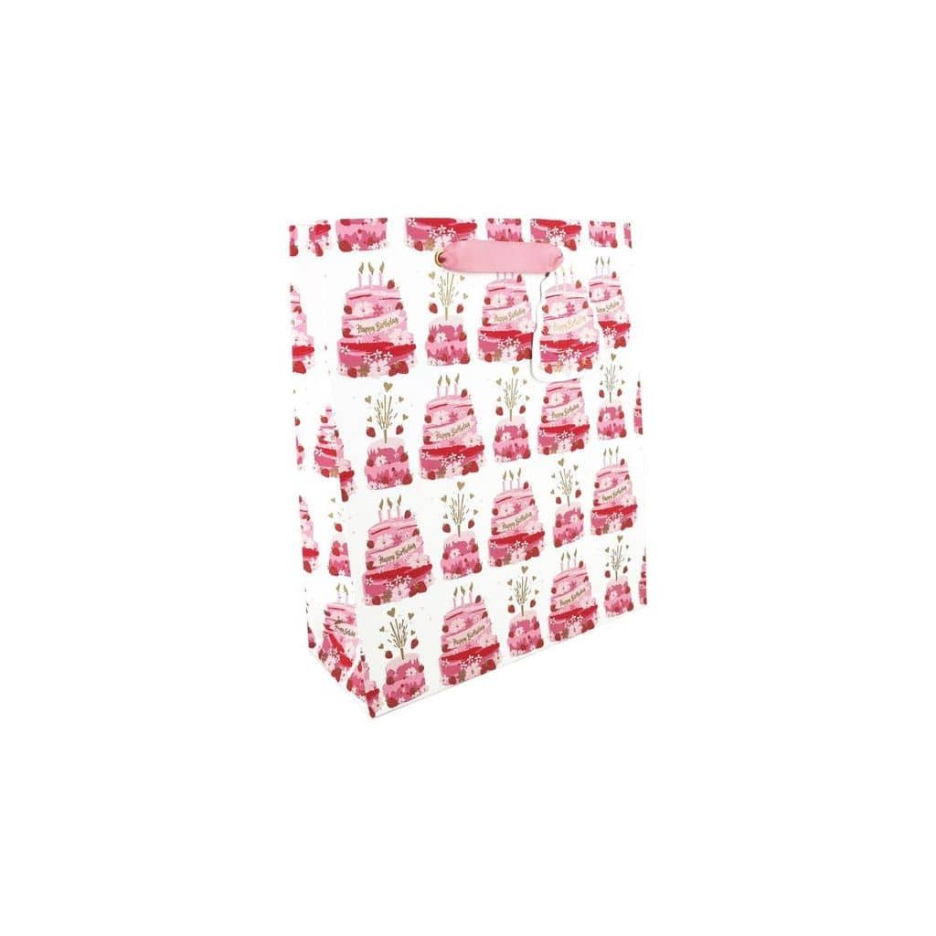 Large gift bag featuring birthday cake design from Love Vivid, ideal for birthday party gift presentation.